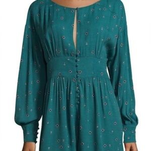 Free People Teal Floral Romper